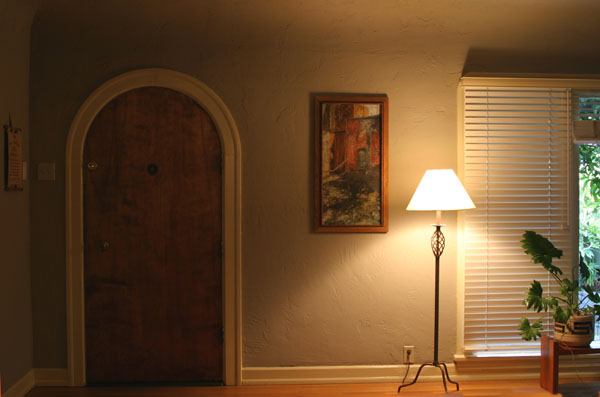 Living Room Arched Door and Lamp