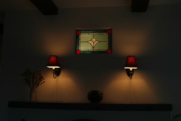 Stained Glass and Lamps Lit Up